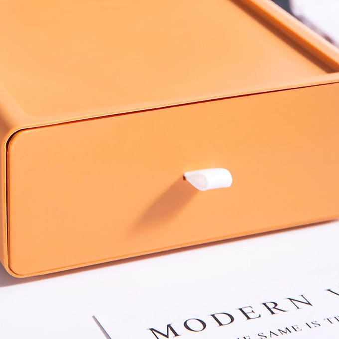 Bureaublad opbergdoos lade ontwerp sterke dragende stapelbare bureau organizer opbergdoos voor oranje