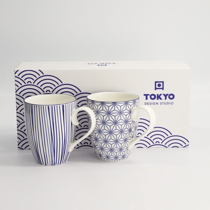 Tokyo Design Studio Nippon Blue Set van 2 Mokken 380 ml - Geschenkdoos