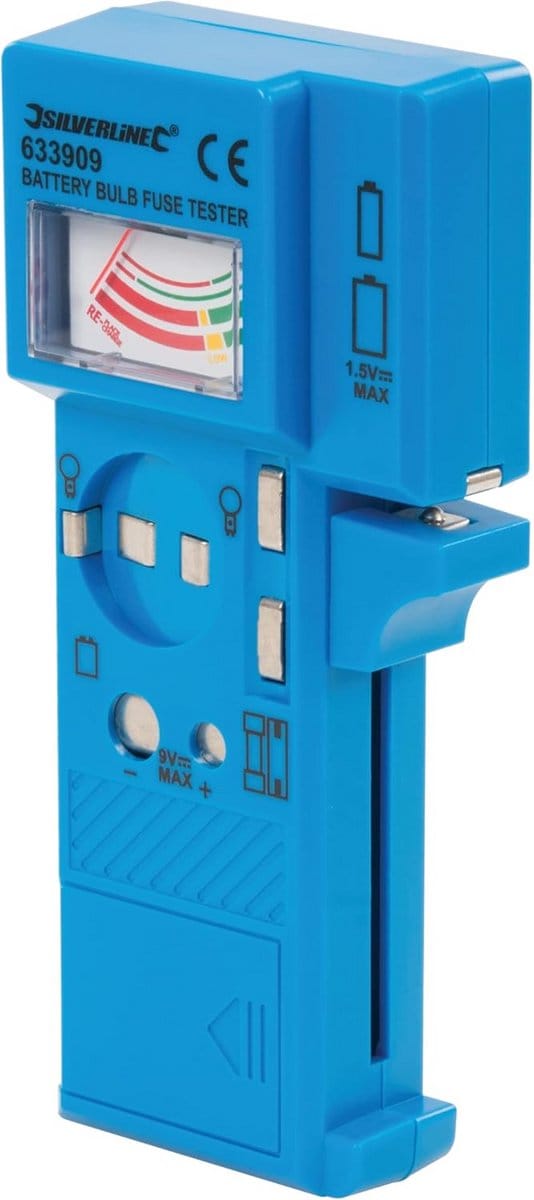 Batterij, lamp en zekering tester 1.5V - 9V