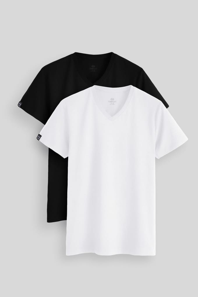 Heren Katoen Elastaan V-Hals T-Shirt