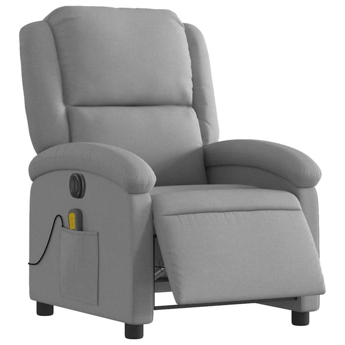 vidaXL - Massagestoel - elektrisch - verstelbaar - stof - lichtgrijs