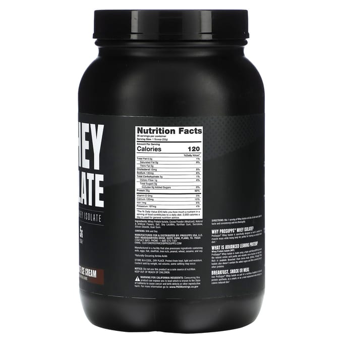 ProSupps, isolat de whey, crème glacée au chocolat, 2 lb (907 g)