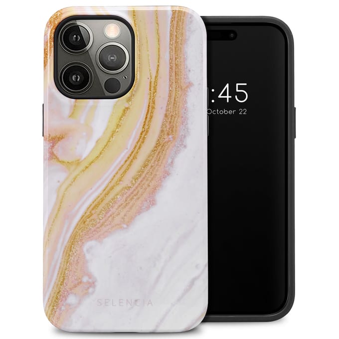 Selencia Hoesje - Geschikt voor Apple iPhone 14 Pro Max - Backcover - Chic Marble Gold