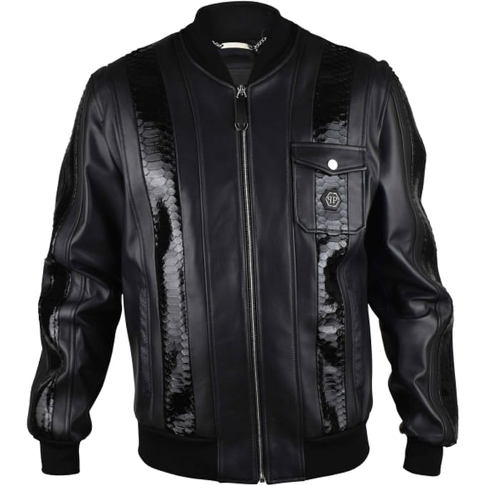 Philipp Plein Leren jas Zwart