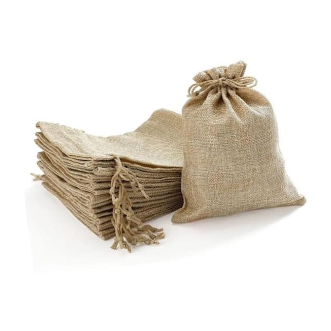 50 stuks Linnen Zakjes met Trekkoord Draagbaar Compact Multifunctioneel Zachte Linnen Sieraden Pouch beige
