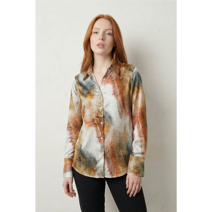Abstracte Print Knopsluiting Langsleeve Shirt