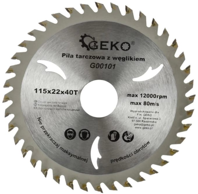 GEKO Cirkelzaagblad - 115 mm - 40T - Tungsten Carbide - Voor diverse materialen
