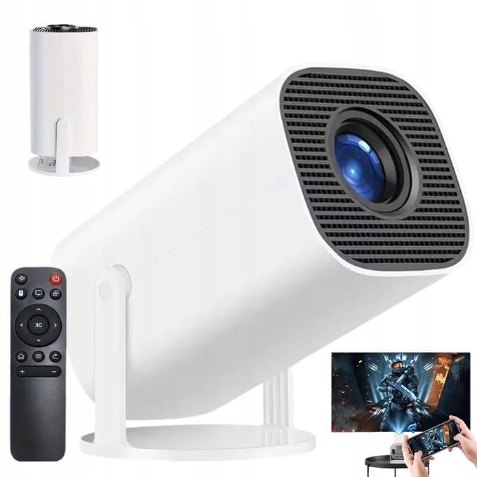 Mini Projector - 5G WiFi Bluetooth Beamer - 2+16G RAM - 200 ANSI - 1080P - Android 12.0 - Bluetooth 5.0 - 180° Verstelbaar & Auto Keystone - Wit - Dubbele luidsprekers - Groot scherm van 30–200 inch
