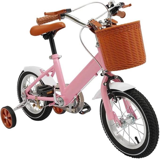 Kinderfiets 12 inch - Loopfiets voor peuters - Leren fietsen - Met steunwielen - 3048 Centimeter - Roze