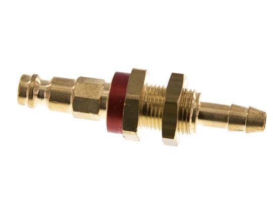 Messing DN 5 Rood-Coded Luchtkoppeling Insteeknippel 6 mm Slangpilaar Schotkoppeling