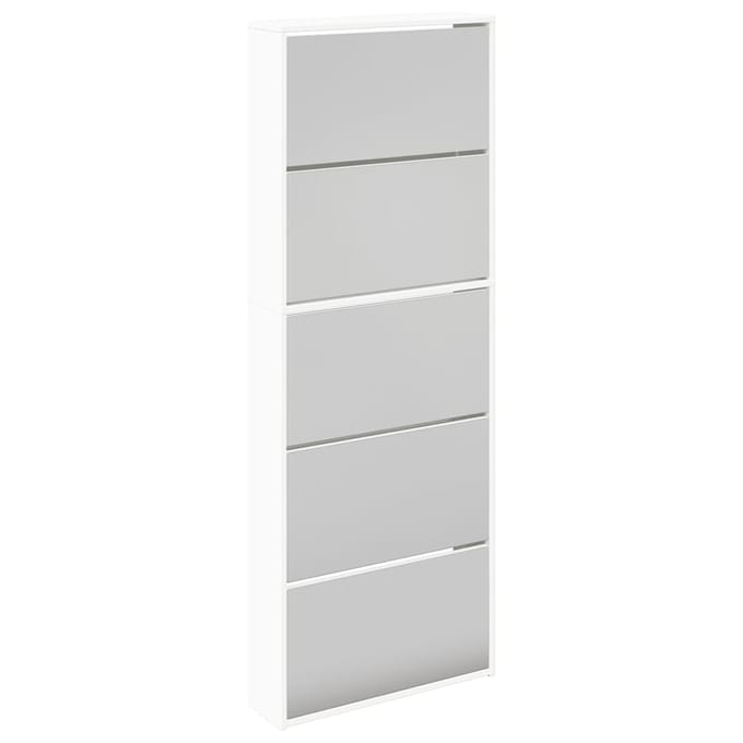 vidaXL - Schoenenkast - met - 5 - spiegels - 63x17x169,5 - cm - wit