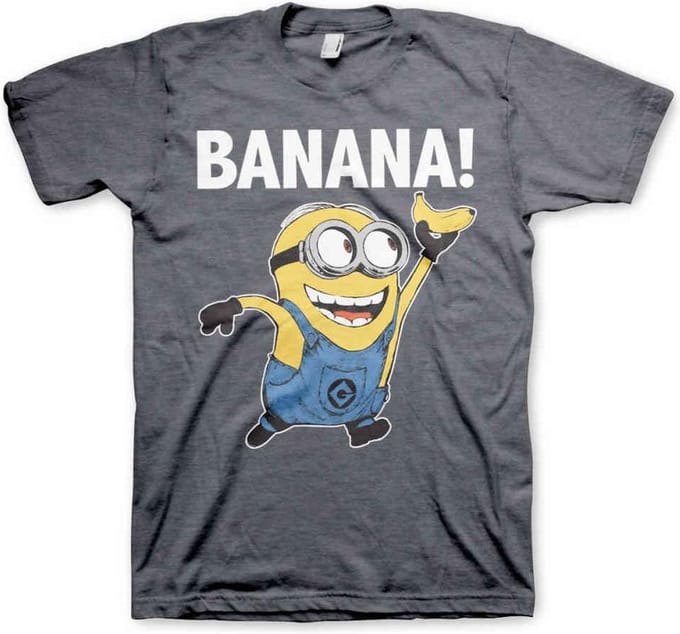 Minions Heren Tshirt -M- Banana! Grijs