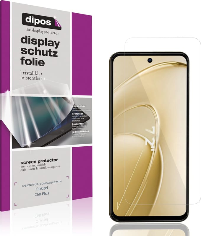 dipos – 4x Beschermfolie geschikt voor Oukitel C68 Plus | Krasbestendige & heldere Screenprotector Ultra-Thin