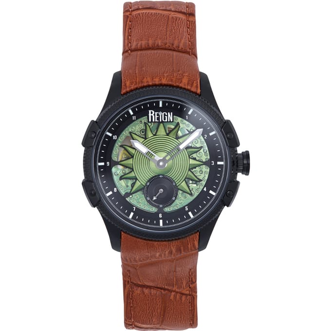 Reign Solstice Automatisch semi-skelet horloge - bruin/groen