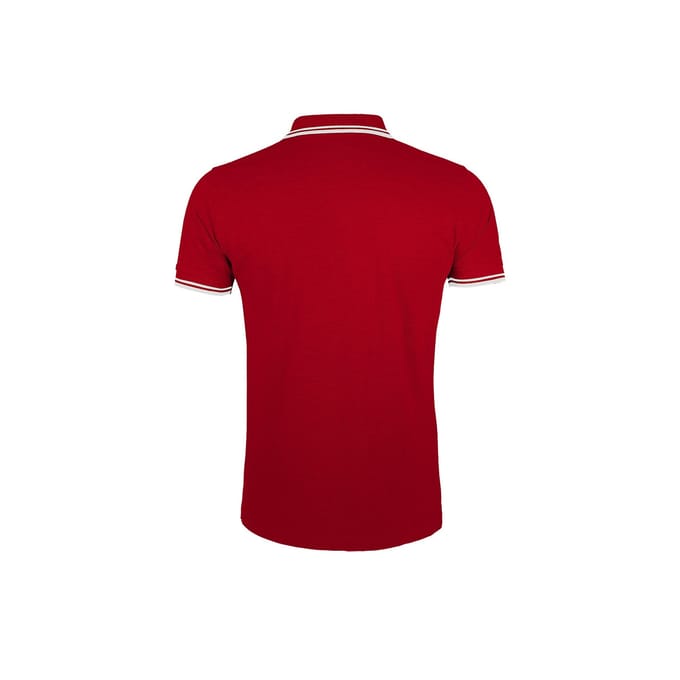 SOLS Heren Pasadena getipt korte mouw Pique Polo Shirt (Rood/Wit)
