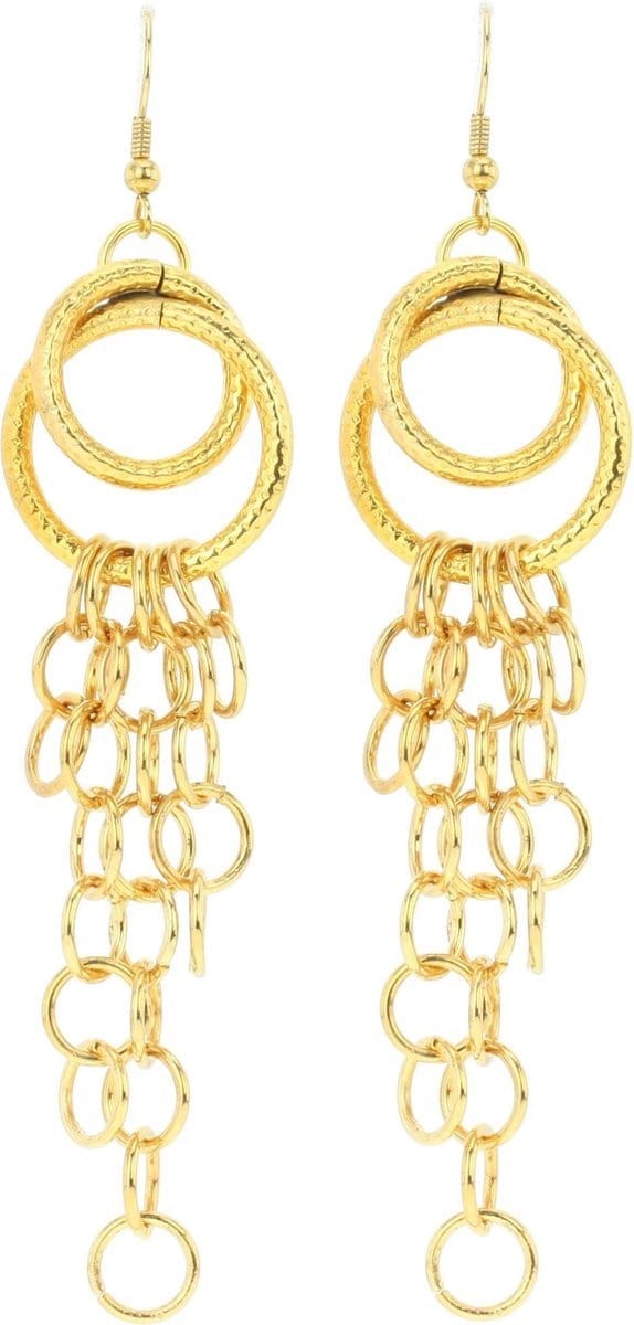 Behave - Oorhangers ring goudkleur - Statement sieraden - Avondstijl
