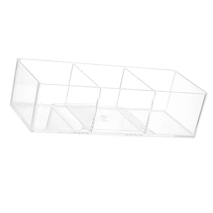 Multifunctionele Acryl Opbergdoos met 3 Vakken Transparante Make-up Cosmetica Organizer Watjes white