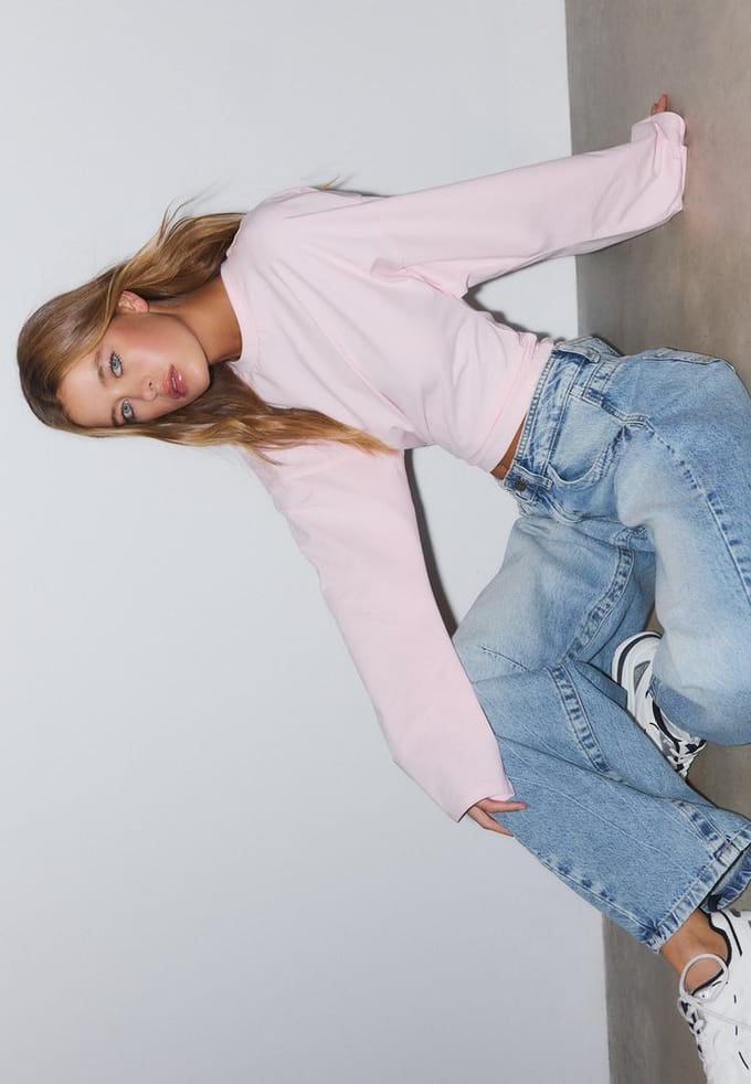 Stradivarius T-shirt met kimonomouw  Pastelroze S