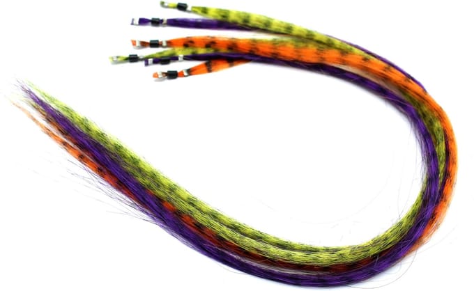 Funny feather look extensions oranje geel paars 6 extensions