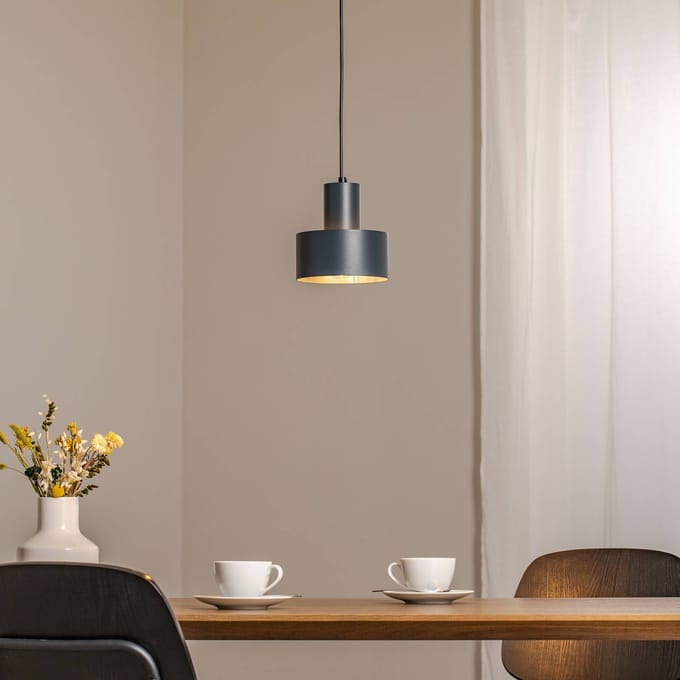 SIGMA Hanglamp Rif S, antraciet, 1-lamp, Ø 15 cm, staal