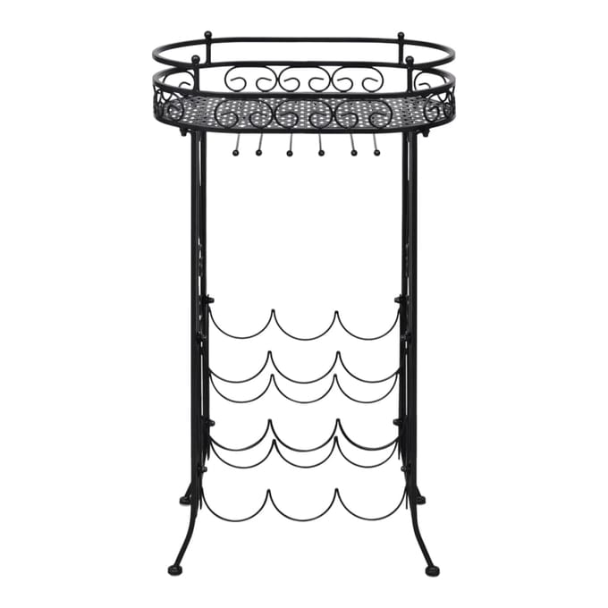 Vidaxl Support Métallique Pour 9 Bouteilles De Vin Avec Tablette Et Porte-Bouteilles