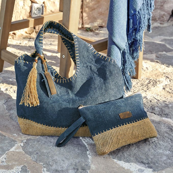 LOBERON Tas set van 2 Cacula blauw/crème