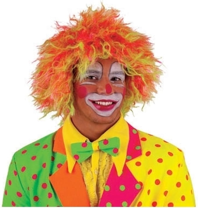 Clownspruik Evi neon kleuren