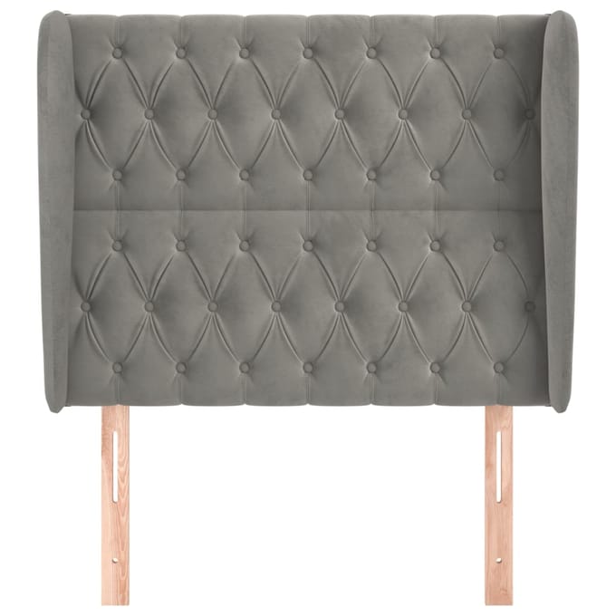vidaXL - Hoofdbord - met - randen - 103x23x118/128 - cm - fluweel - lichtgrijs