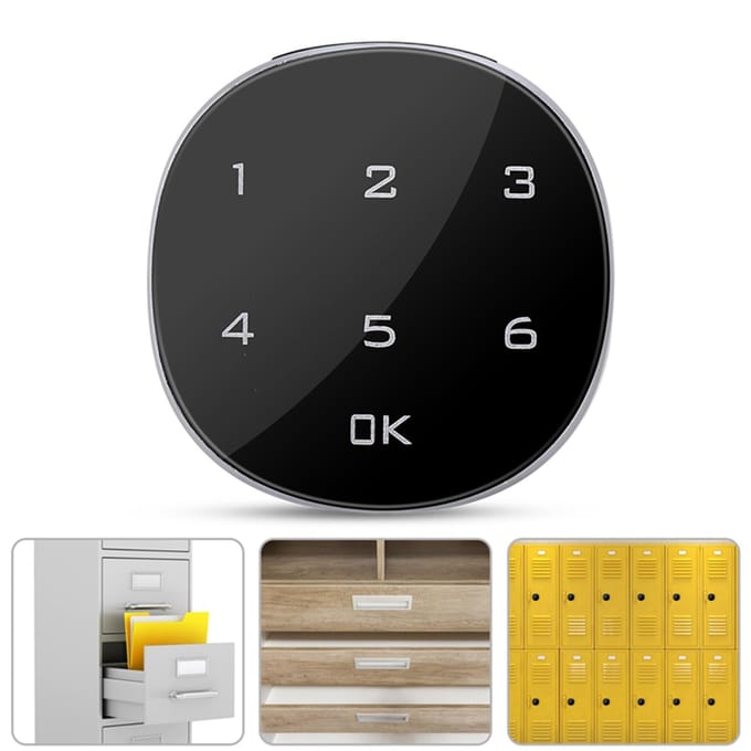 Serrure numérique électronique à code avec écran tactile pour armoire, boîte aux lettres, classeur, sauna, tiroir black