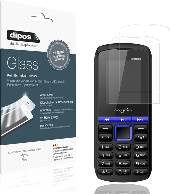 dipos – 2x Matte Pantserfolie geschikt voor Myria Play | 9H Screenprotector