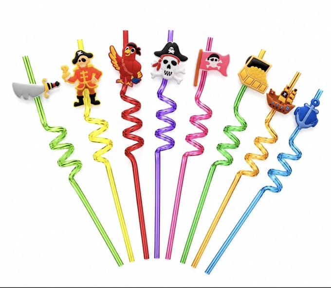 Piraten Rietjes - Herbruikbaar - Plastic - 8 stuks