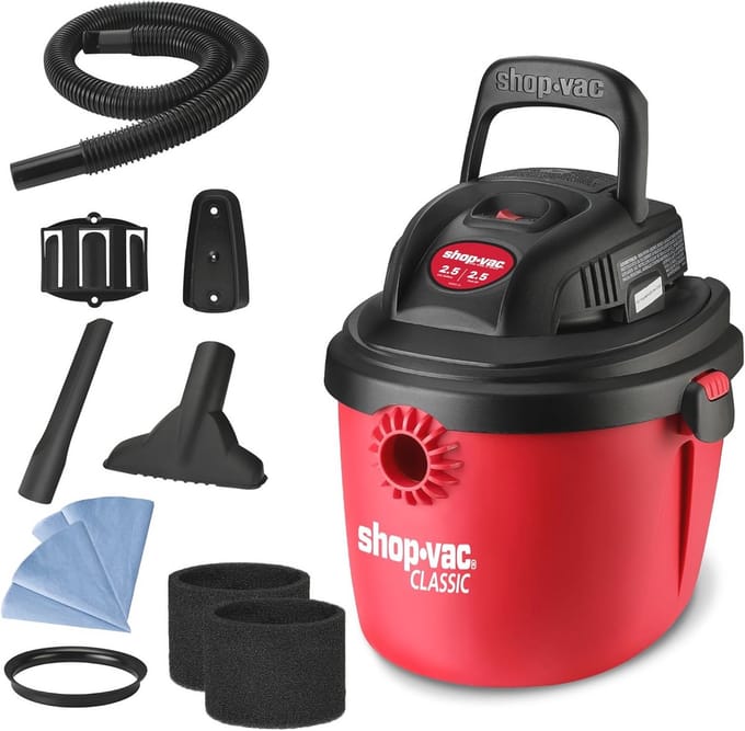 Compacte Nat-en Droog Stofzuiger 7,6 L met Opvouwbare Handgreep en Multifunctionele Accessoires