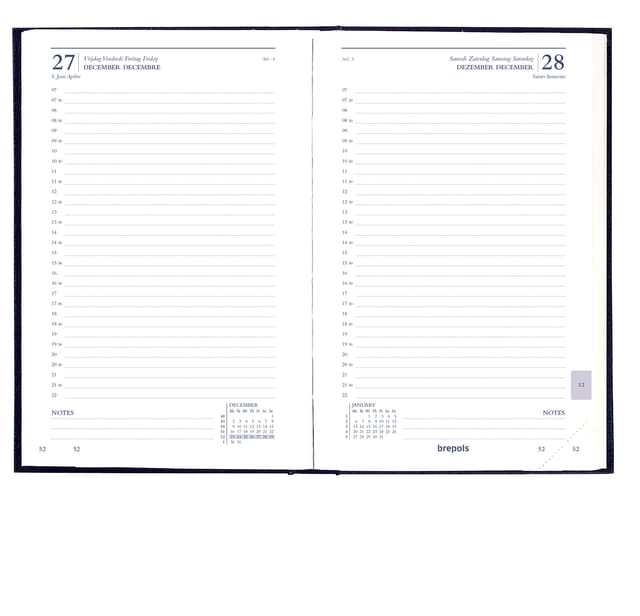 Agenda 2027 Brepols Saturnus Luxe 1dag/1pagina blauw