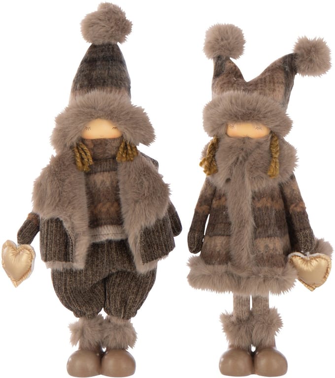 J-Line figuur Jongen + Meisje - polyresin - mix - small - 2 stuks