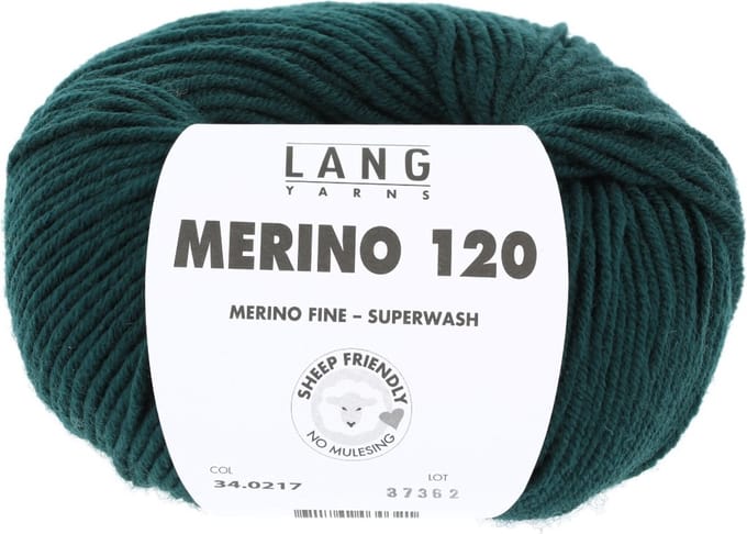 Lang Yarns Merino 120 - 217 petrol - Merinowol Garen
