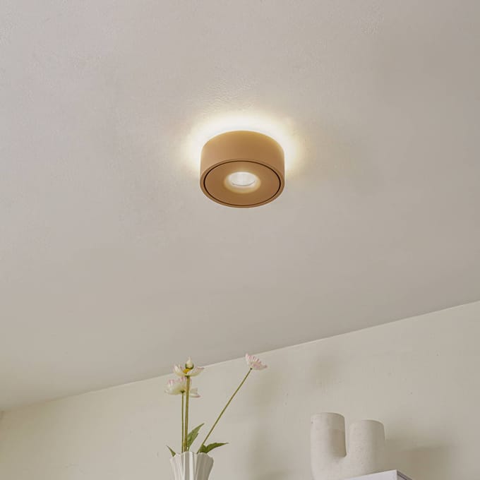 Arcchio LED plafondlamp Rotari, bruin, up en down