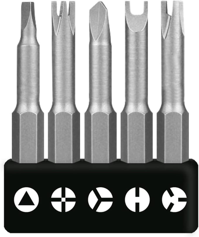Speciale Schroevedraaierset met 5 Stukken, Inclusief Driehoekige en Speciale Bits, 50mm Lengte