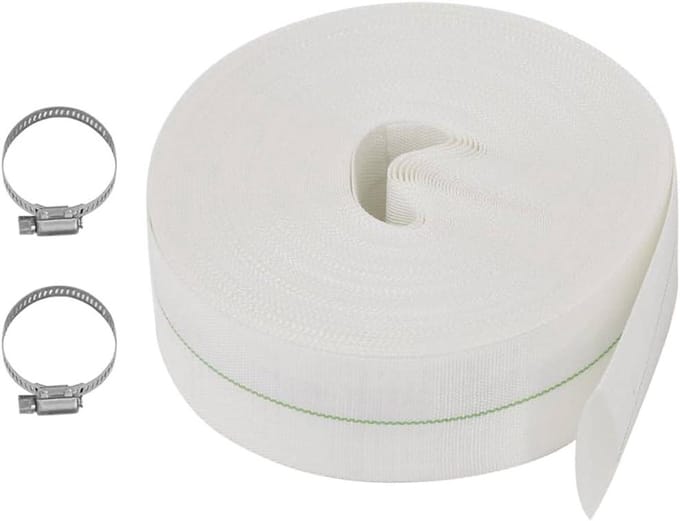 Platte Slang - Waterslang Pompslang - Water Transport - Versterkte Constructie - 25 Meter - Wit