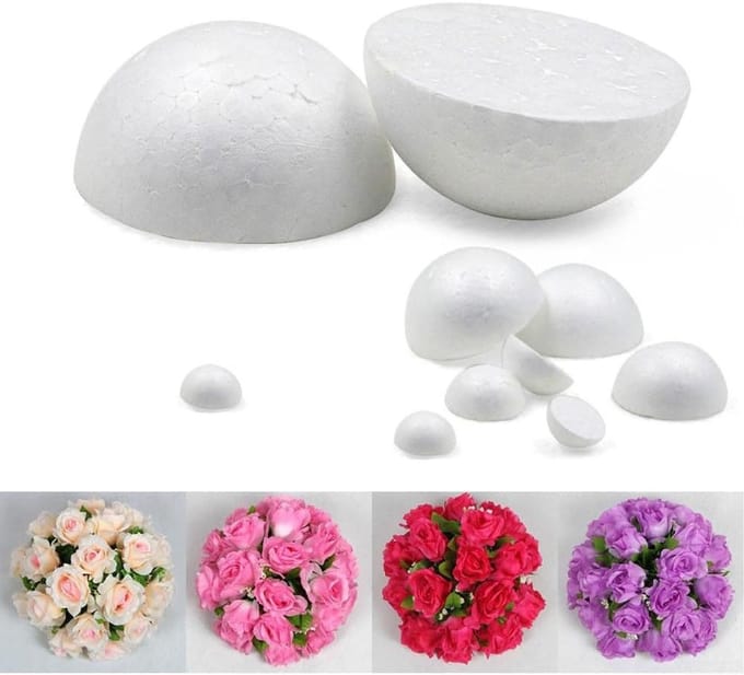 Schuim Halfrond - Ronde Foam Bal - Knutselen Bloemschikken - Modelleerbaar Polystyreen - 10 x 10 x 2 cm - Wit