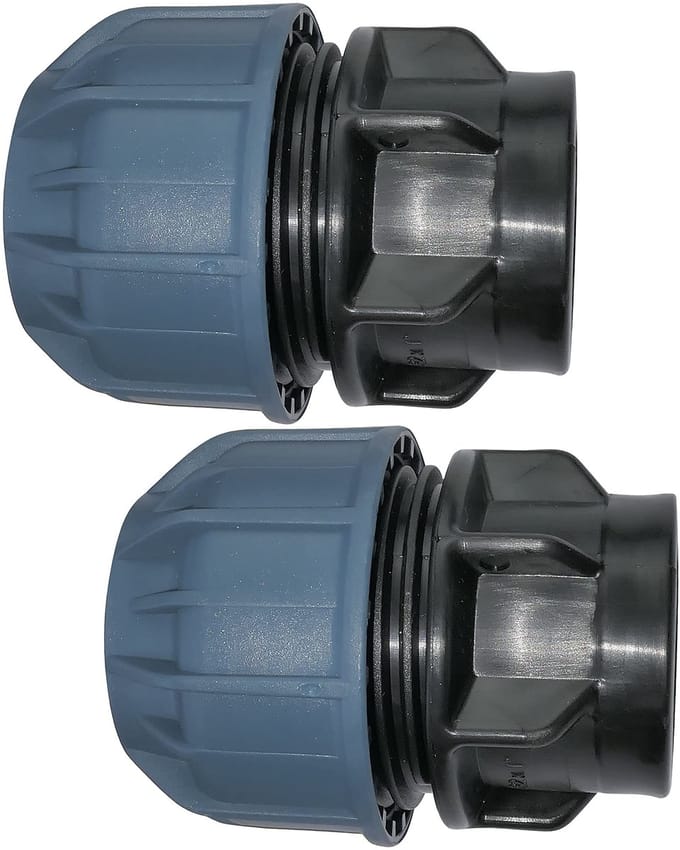 Allecto - Set van 2 Draadhulzen - Rechte Compressiereductie - 1 inch Binnendraadaansluiting - Ø32mm Buis - Polypropyleen - Verbindingselementen