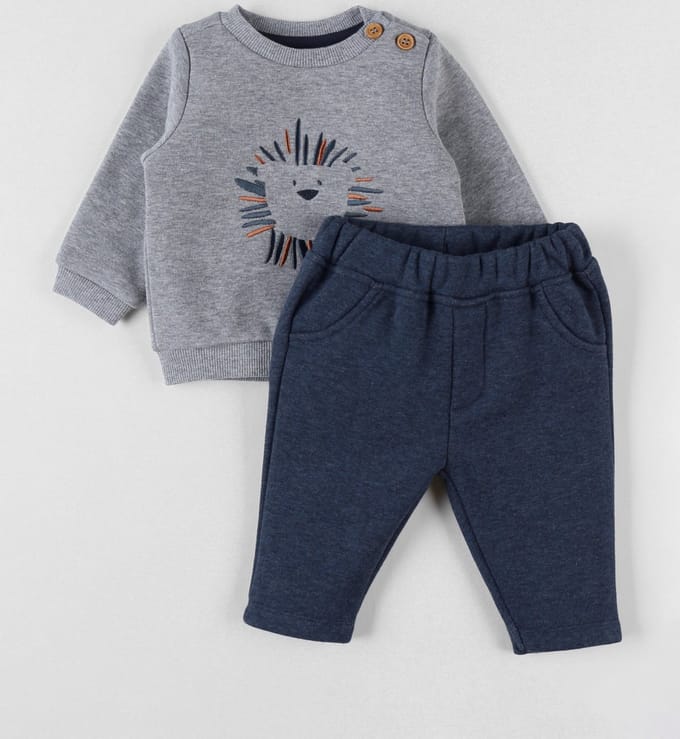 Noukie's - Joggingpak - Unie - Grijst / blauw - Leeuw - 18 maand 86