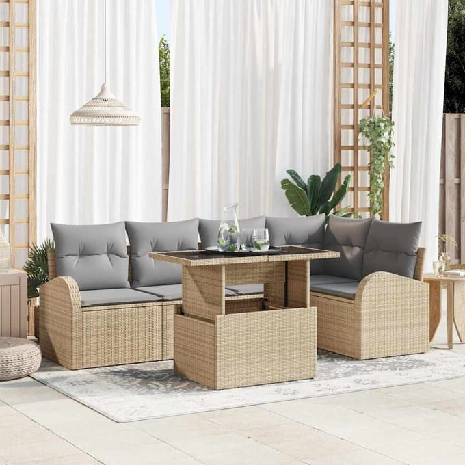 vidaXL - Tuinbank - Set - 6 - st - Beige - en - Lichtgrijs - 100 - x - 55 - x - 73 - cm