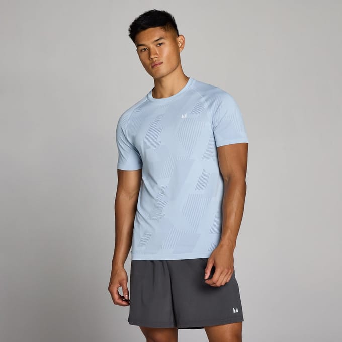 MP Heren Tempo Pillar Graphic Seamless T-Shirt - Breeze Blauw - M