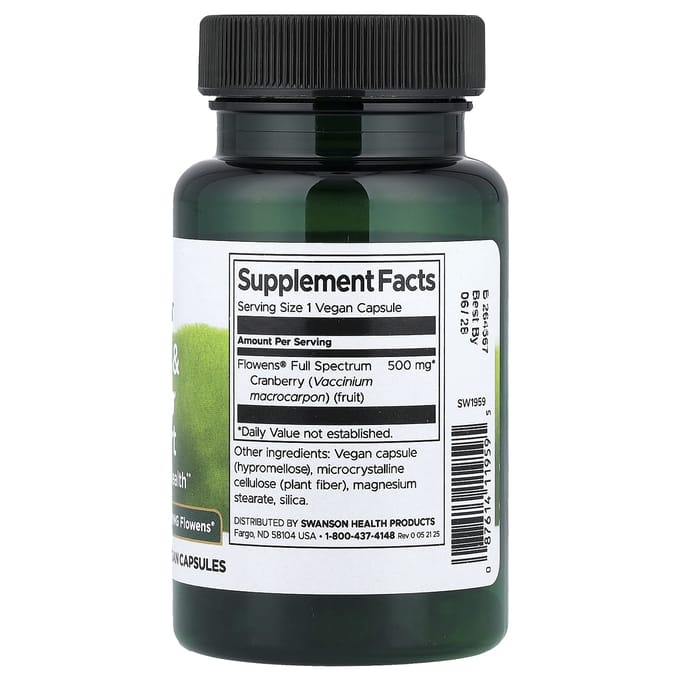 Swanson, Ondersteuning voor Urinewegen en Blaas, 500 mg, 60 Plantaardige Capsules