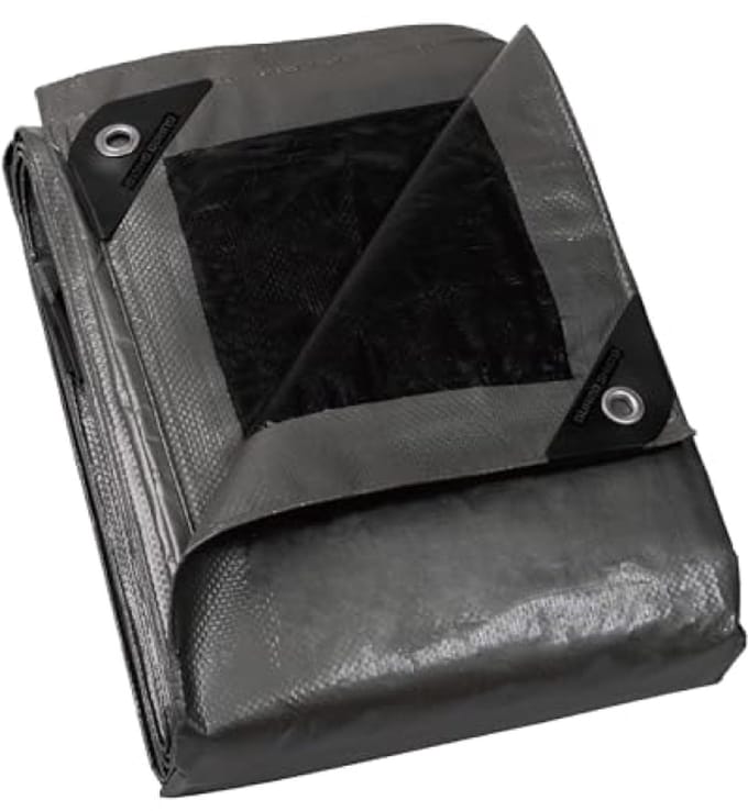 Afdekzeil met ogen Waterdicht 4m x 6m Grijs Zilver/Zwart Multifunctioneel Polyester Zeil 120g/m² Scheurvast UV-gestabiliseerd