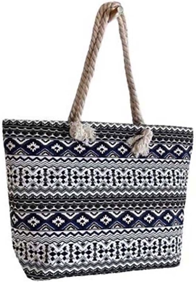 Strandtas Shopper Weekendtas Blauw-Wit