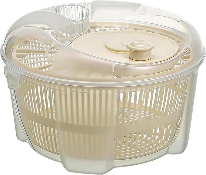 Slacentrifuge - Groentedroger - Saladebereiding - Handmatig Centrifugeren - 20 cm - Wit