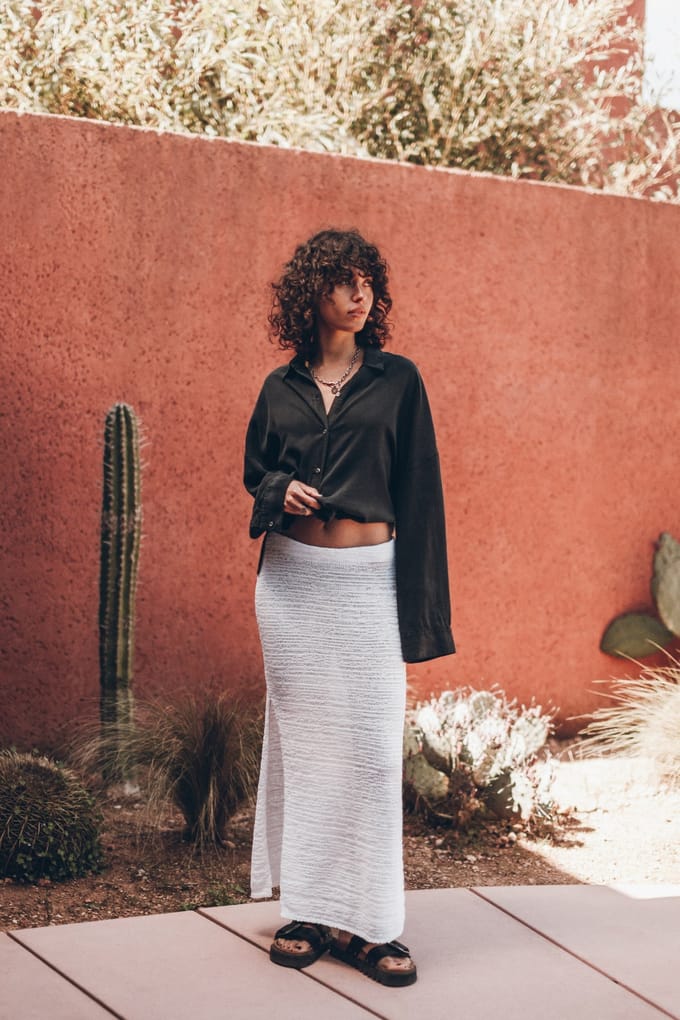 Mikuta The White Long Knitted Skirt Ecru Größe: M | Maxiröcke Outlet | Damen | Weiß