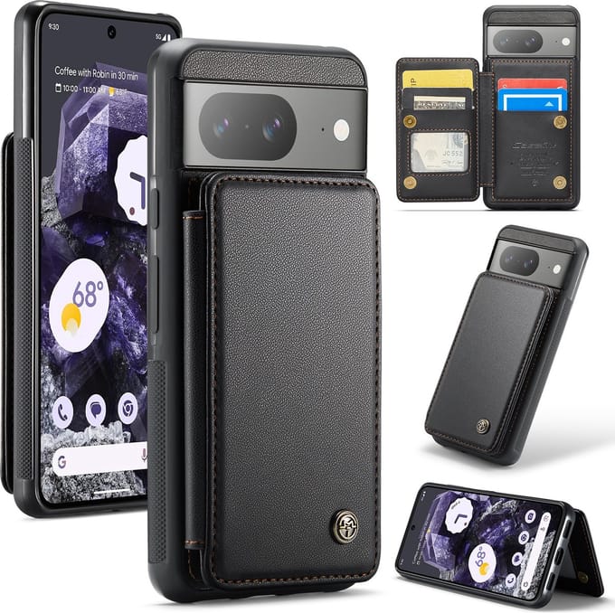 Luxe Portemonnee Backcover met Anti-RFID kaarthouders voor Pixel 8A _ Zwart