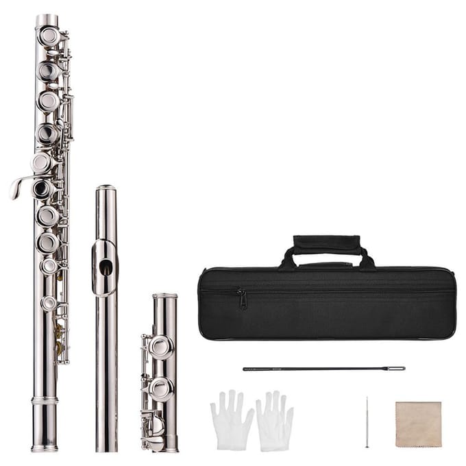 Western Concert Fluit Vernikkeld 16 Gaten C-Klein Cupronickel Houten Blaasinstrument black